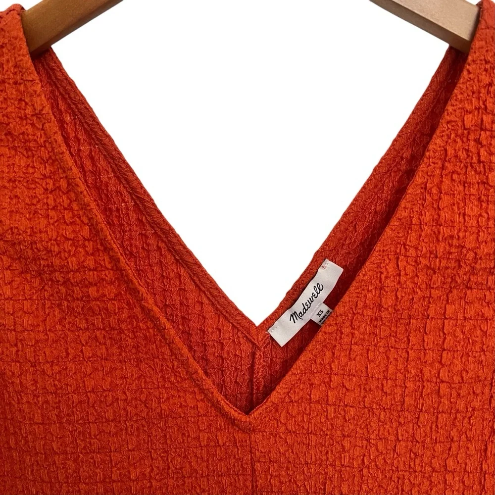 Madewell Burnt Orange Crinkle Crop Tank Top Size XS - Picture 2 of 3
